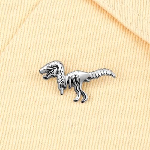 New Arrival Sliver Color Tyrannosaurus Enamel Pins Cool Dinosaur Brooch Kids Coat Lapel Badges Backpack Decoration Jewelry Gift