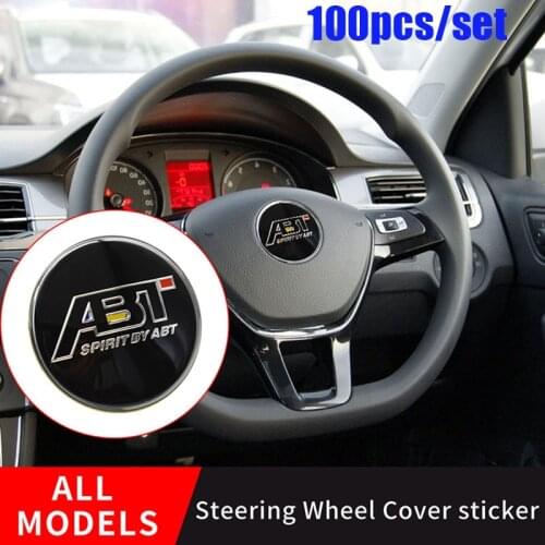 Wholesale 100pcs/set for GOLF Beetle Polo CC Tiguan Passat B6 B7 MK5 45mm ABT logo Car steering wheel stickers decals