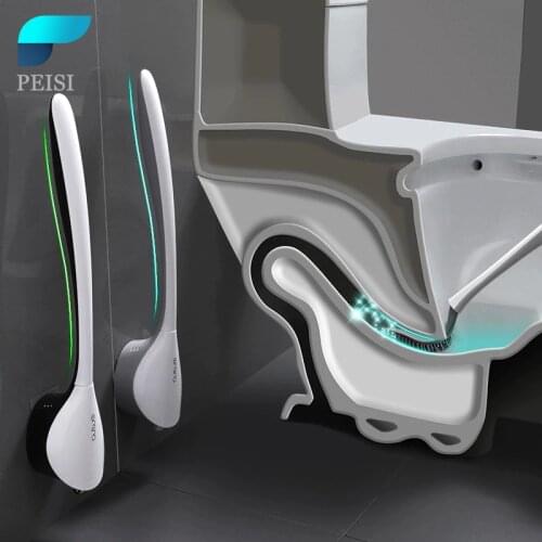 PEISI TPE Silicone Brush Head Toilet Wall-Mounted No Dead Corners Toilet Cleaning Tools Household Bathroom Accessories Set