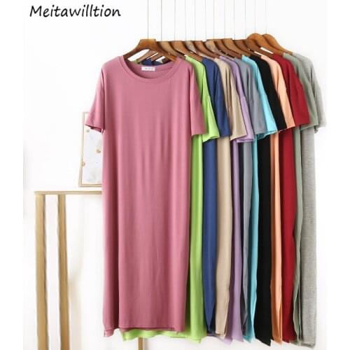 Women Elegant Cotton Dress Oversized Short Sleeve Side Open Midi Dress 2021 Casual O-Neck Loose Straight Dresses