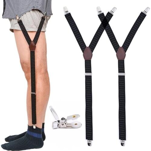 Mens Fashion Shirt Stays Garters Y Shape Military Adjustable Elastic Shirt Holders Straps Sock Non-slip Clamps Leg Suspenders