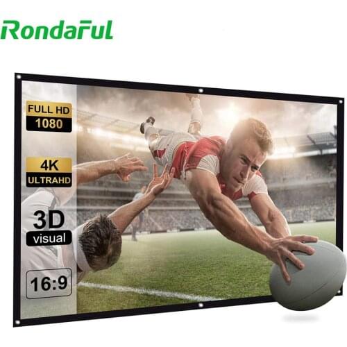 Portable Projector Screen 4:3 Folding Movie Screen 16 : 9 3D HD Anti Crease 4K 1080P Indoor Projector Wall Curtain Home Theatre