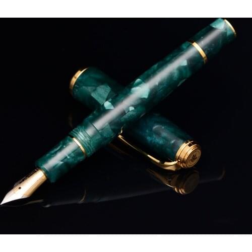 Hongdian N1 Retro Acrylic Resin Fountain Pen Nebula Series EF Nib Dark Green Office Pen with Converter Writing Business Gift Pen