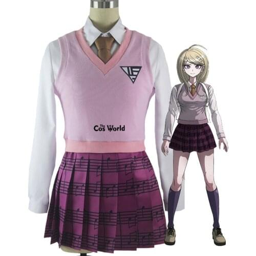 Danganronpa V3: Killing Harmony Akamatsu Kaede JK School Uniform Shirt Sweater Skirt Outfit Games Cosplay Costumes