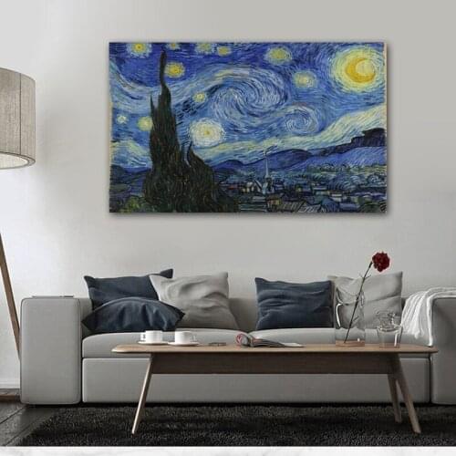 Nordic Large Van Gogh Famous Starry Sky Art Poster Oil Painting Wall Art Canvas Print Vintage Pictures Home Decoration