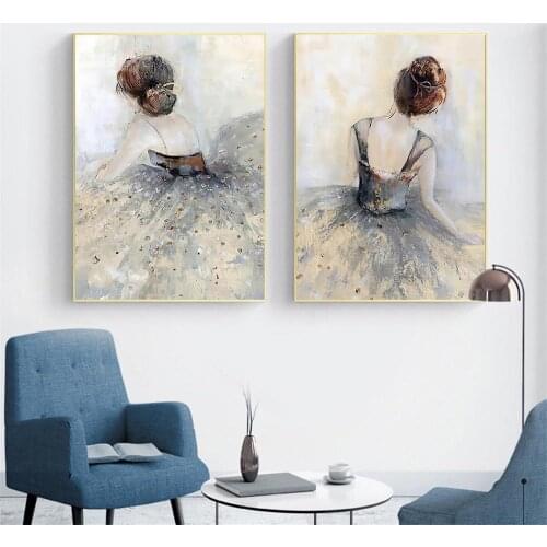 Nordic Ballet Girls Wall Art Poster Dress Art Print Vintage Dance Girl Canvas Painting Modern Pictures Dance Studio Home Decor