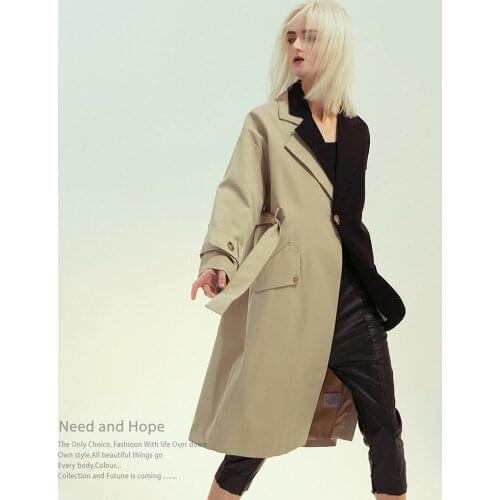 European American Top Quality Autumn Trench Coat Women Long Coat Chic Classic Female Windbreaker Jacket Coat Trench