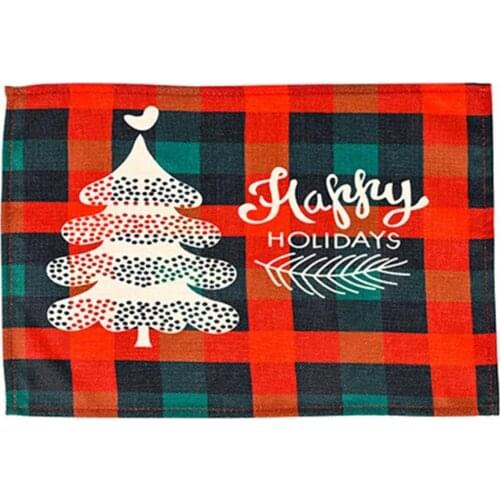 Unique Winter Christmas Holiday Buffalo Plaid Placemats Rectangular Plaid Place Mat Heat-resistant for Family Gathering