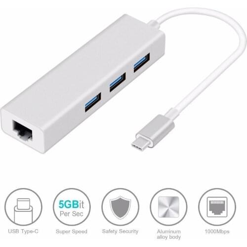 USB Type C To USB 3.0 HUB 1000/100/10 Network Card USB C HUB Gigabit Ethernet Rj45 Lan Adapter For ChromeBook MacBook