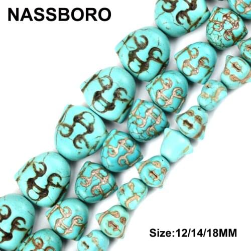 Buddha Head Natural Stone Beads For Jewelry Making Diy Bracelet Necklace Howlite Spacer Loose Bead Handmade/Diy 12/14/18mm