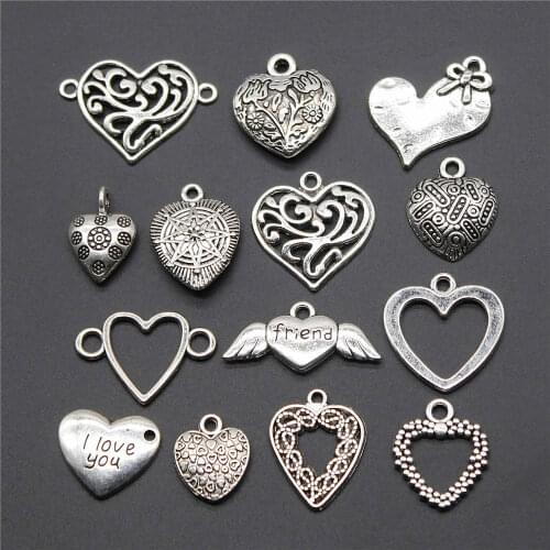 Vintage 15pcs Solid Peach Heart Charms Pendant For Bracelet Earrings Jewelry Diy Accessory