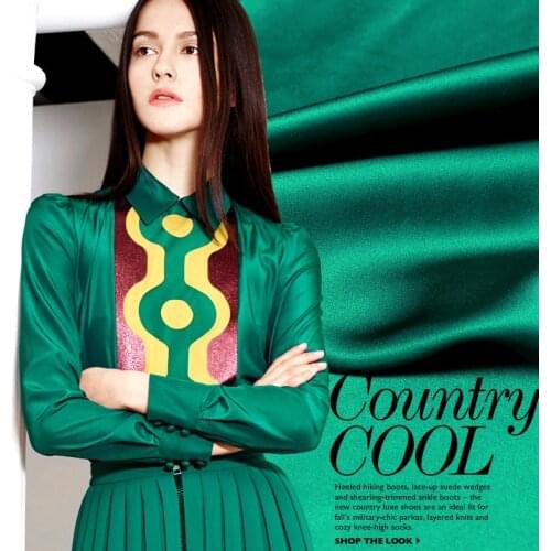 High quality Super High-end Green Heavy Satin 100% Natural Silk Fabric wedding Dress cloth Woven wide 115cm Wholesale Retail