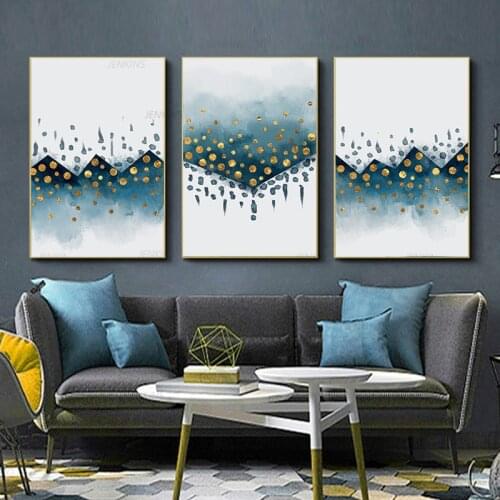 Green Abstract River Triptych Nordic Minimalist Mountain Peak Frameless Paint Inlaid Gold Ink Living Room Bedroom Wall Painting