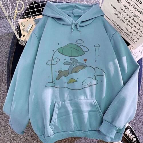 Hoodie Casual Harajuku Warm Sweatshirts Cute Bear Pattern Clothes Plus Velvet Women Student College Cartoon Hoodies Long Sleeve