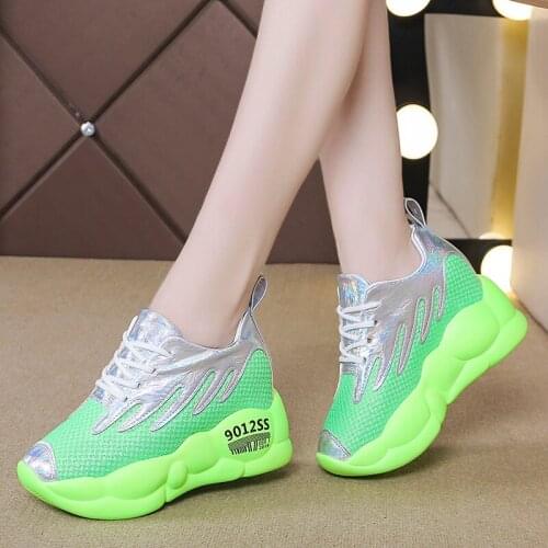 2020 Women Platform Sneakers Autumn Breathable Wedges Casual Shoes 9CM High Heels Thick Sole Sneakers Woman Deportivas Mujer