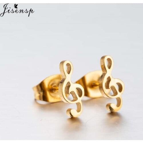 Jisensp Fashion Jewelry Lovely Music Note Stud Earrings for Women Charm Musical Note Earring Jewelry Gift bijoux femme