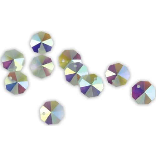 100/500/1000pcs AB 14mm Crystal Octagon Bead For Chandelier Prism Parts Crystal Glass Chandelier Parts Crystal Hanging Drop