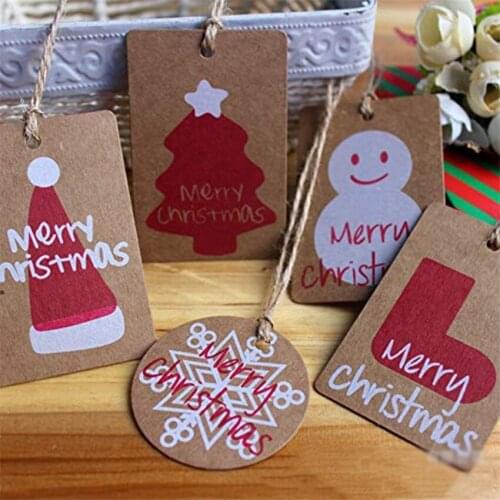 100pcs Christmas decoration Kraft Gift Tags Hang Labels for DIY Xmas Gift Package Christmas tree decor vintage Holiday Tags