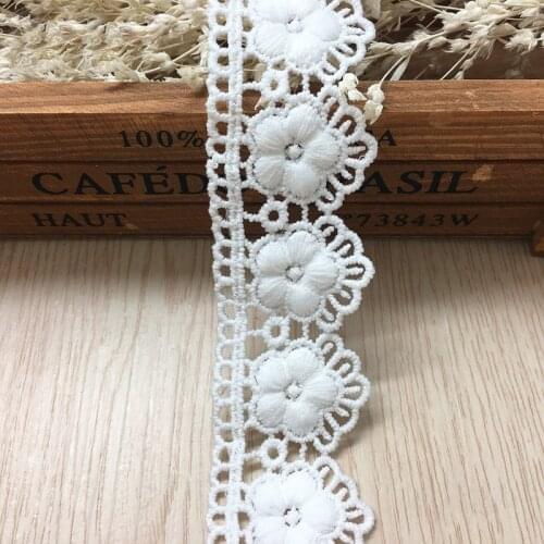 15Yards White Embroidery Lace Trims for Dress Costume Accessories 3.2cm Milk Silk Lace Applique Vintage Trimming Sewing Ribbon