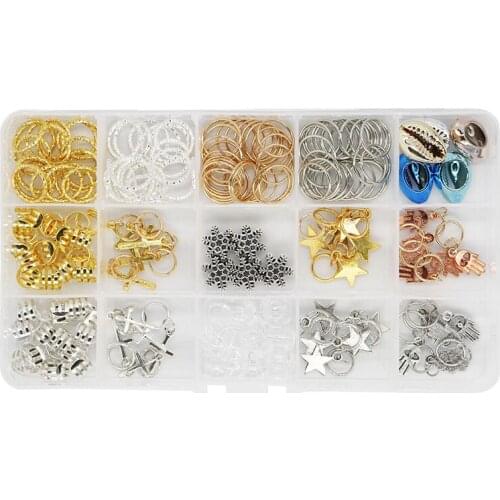 190 Pieces Hair Jewelry Rings Aluminum Hair Accessories Dreadlocks Metal Hair Cuffs Decorations Pendants