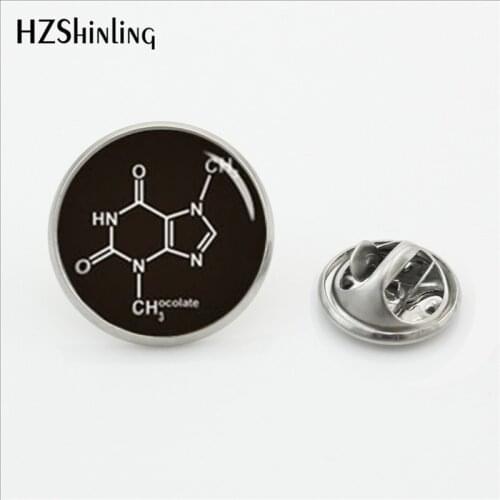 2017 New Design Biology Chemistry Collar Pin Fashion Jewelry Brooch Chemical Formula Art Photo Glass Stainless Steel Lapel Pins