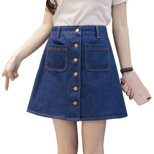 2018 New Women Summer Denim Skirts Ladies Fashion High Waist Skirts Female Mini Jeans Skirt High Quality Cheap Skirts Bottomes