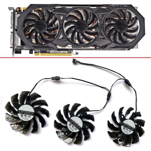 3PCS 3PIN PLD08010S12H T128010SM 75MM N970 Cooling Fan For GIGABYTE GeForce GTX 970 Gaming R9-280X GV-R928XWF3-3GD GV-R928XOC