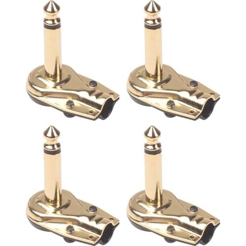 4 Pieces Guitar Cable Right Angle Adapter 6.35mm/0.25inch Diameter Connector