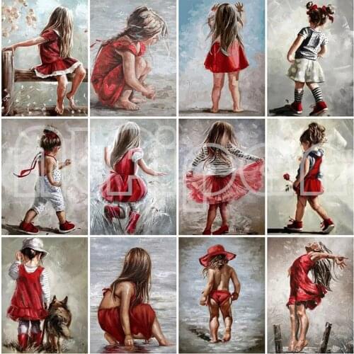 5D DIY Diamond Painting Girl Black Red Diamond Embroidery Portrait Diamond Mosaic Full Layout Home Decor Gift