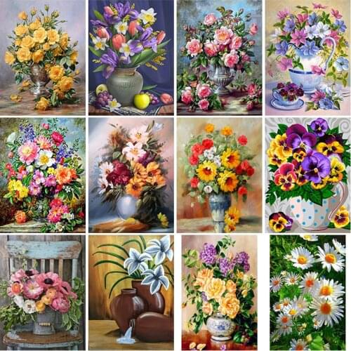 DIY Flower 5D Diamond Painting Full Round & Square Rhinestone Mosaic Diamante Embroidery Cross Stitch Wall Art Home Best Gift