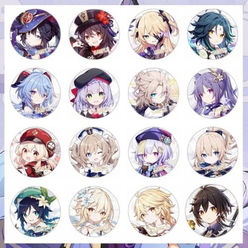 Anime Genshin Impact Wendi Tartaglia Pins Brooch Ganyu Keqing Xiao Lumine Figure Enamel Badge Brooch Jewelry Gifts
