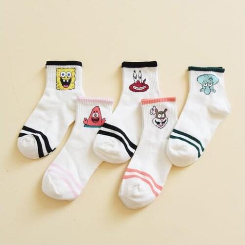 Harajuku White Funny Socks Unisex Different Colors Female Cute Socks Female Design School Student Korean Style Socks With Print