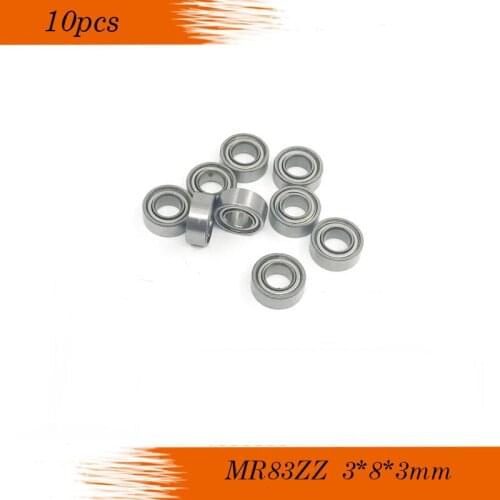 Free Shipping 10 PCS MR83ZZ ABEC-5 3*8*3 mm Deep groove Ball Bearings MR83 / L-830 ZZ P5