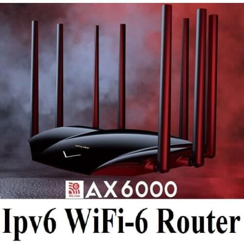 8 Antennas 6000Mbps WiFi6 Wireless Mesh Router 802.11AX Double bands 2.4GHz 1148M 5GHz 4804M, 1000M WAN/LAN Ipv6 AX6000 Wi-Fi 6