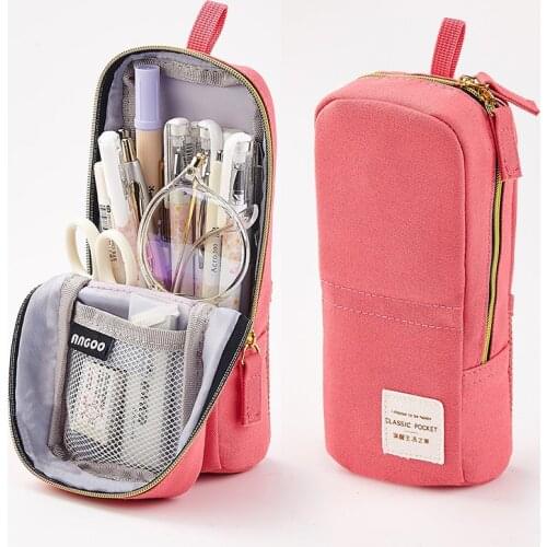 Large Capacity Multifunction Pencil Case Retro Style Mobile Phone Holder Korean Canvas Pen Storage Bag High Quaility Stationery