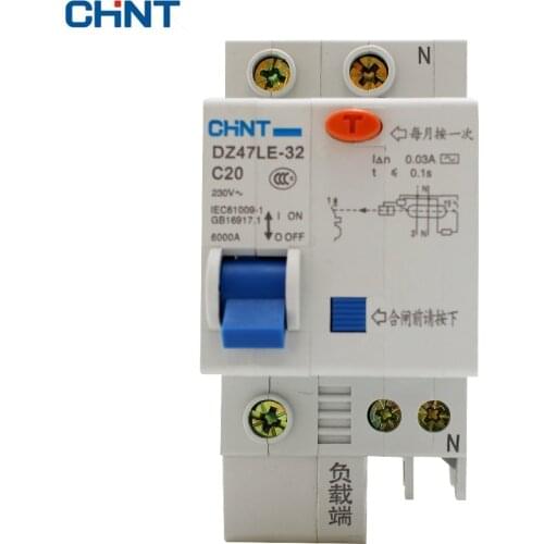 CHINT Earth Leakage Circuit Breaker DZ47LE-32 1P+N C20 230V 20A Switch Circuit Breaker Leakage Protection