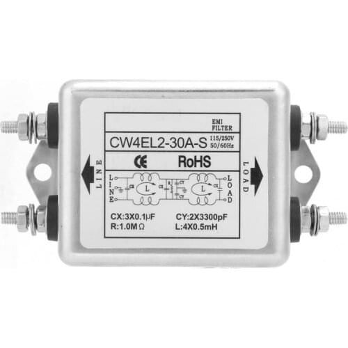 CW4EL2-30A-S Single-phase Power EMI Filter Power Supply Filter 115V/250V 50/60Hz 30A EMI Filters
