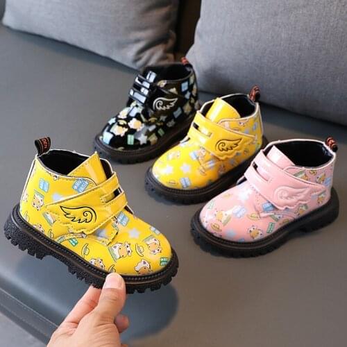 Children Cow Wings Boots Autumn Girl Shoe Kids Princess Winter Plus Cotton Warm Non-sli Baby Toddler Shoes for Girl Pink Booties