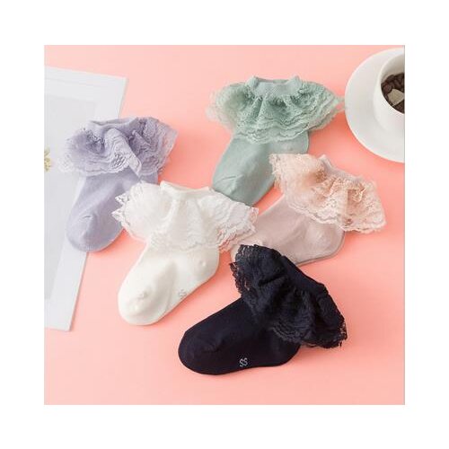 Baby Socks Solid Color Cotton Socks Cute Breathable Baby Girls Lace socks 1-12 Years