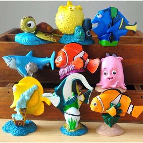 Disney Cartoon Movies Finding Nemo 9pcs/set 3-6cm Clownfish Action Figure Toys Collectible Models Dolls Toys Gifts For Children