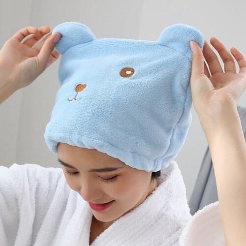 Unisex Coral Fleece Shower Cap Quick Drying Bath Towel Soft Shower Turban Head Wrap Bathing Tools Shower Cap Bathroom Supplies