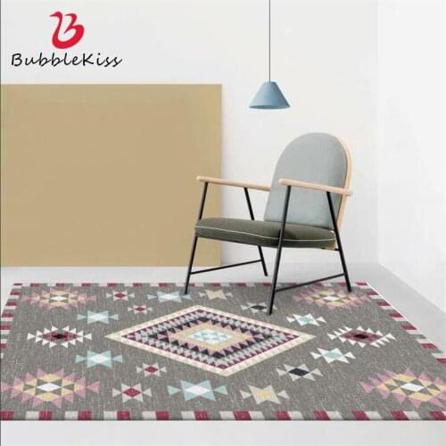 Bubble Kiss Grey And White Geometric Pattern Carpet Ethnic Style Living Room Carpet Anti-Slip Home Bedroom Area Rug Hot Sale