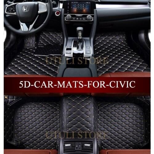 Leather Car floor mats for Honda Civic 8th/9th/10th Generation custom fit car all weather carpet floor liners foot mats