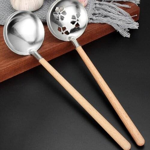 Creative Korean spoon manufacturers direct 304 stainless steel hot pot spoon Japanese cooking spoon long handle soup spoon leaka