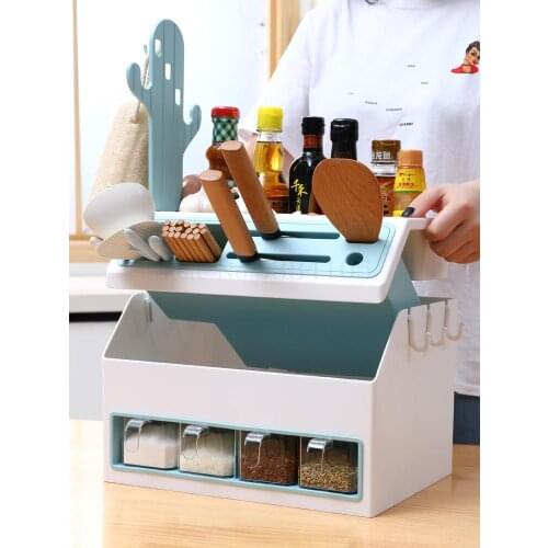 Kitchen Storage Rack Seasoning Storage Rack Multifunctional Knife Rest Seasoning Pot Chopsticks Box Kitchen Top Storage Artifact