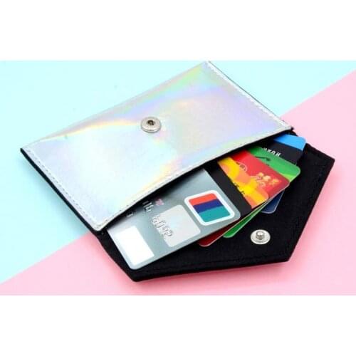 Laser Shining Coin Purse For Girls Women Simple Card Wallet Small Credit Card Holder Leather Female Business Storage Bags