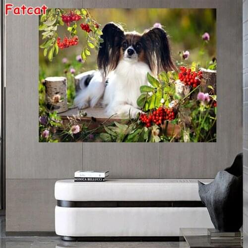 Wall stickers diamond painting Papillon dog 5d diy Rhinestone mosaic painting Home Decor,Diamond Embroidery Cross Stitch PP2115