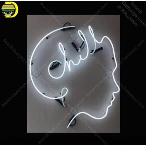 NEON SIGN For Chill with Girl Face Sign light lampara neon signs sale vintage neon light for Windower wall custom made decorate