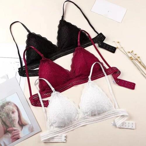 In 2021, Womens New Sexy Solid Color Rimless Gathered Bra, Fashionable Lace Back, Comfortable And Breathable Underwear Bra