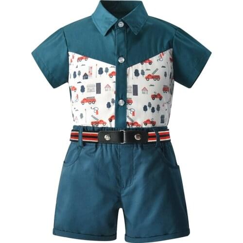 Toddler boys clothes for children in summer childrens striped shirt = suspenders high quality three piece set 0-6 years old